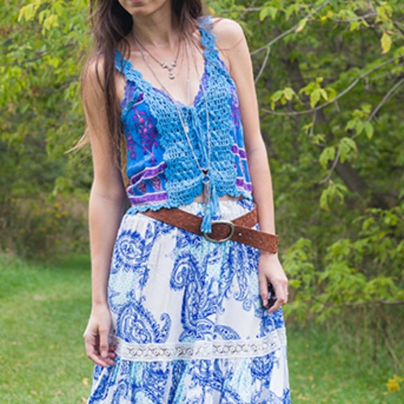 Fushcia and Blue Crochet Top - Picture 5 of 5